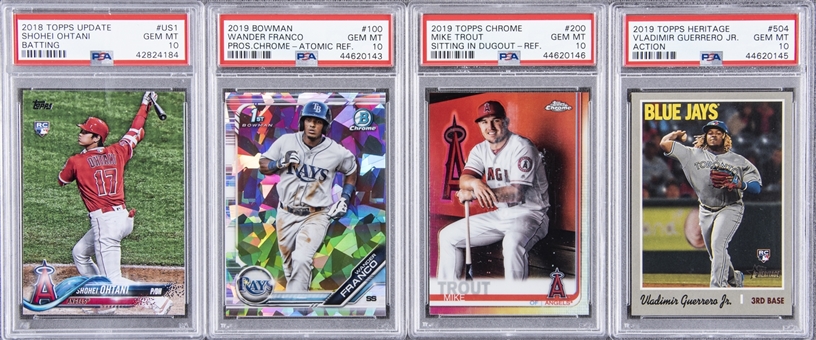 2018-2019 Topps and Bowman Young Superstars PSA GEM MT 10 Collection (4 Different) – Including Trout, Ohtani, Franco and Guerrero, Jr. 